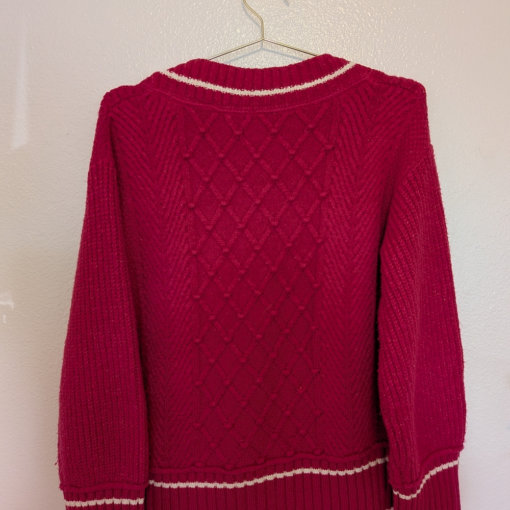 Anthropologie V-Neck Sweater in Vibrant Pink - Picture 5 of 5